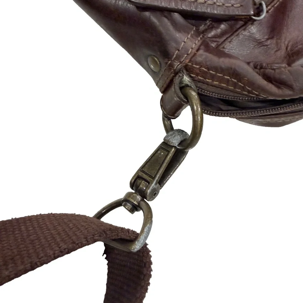 PELLE Studio Vintage‎ Brown Genuine Leather Multi-Pocket Messenger Bag 11